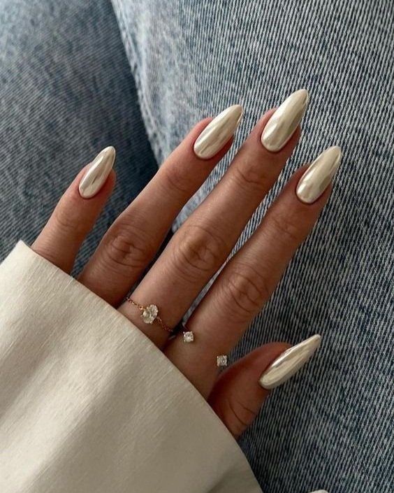 Visual Idea — Medium-Length — Winter Chrome Nails