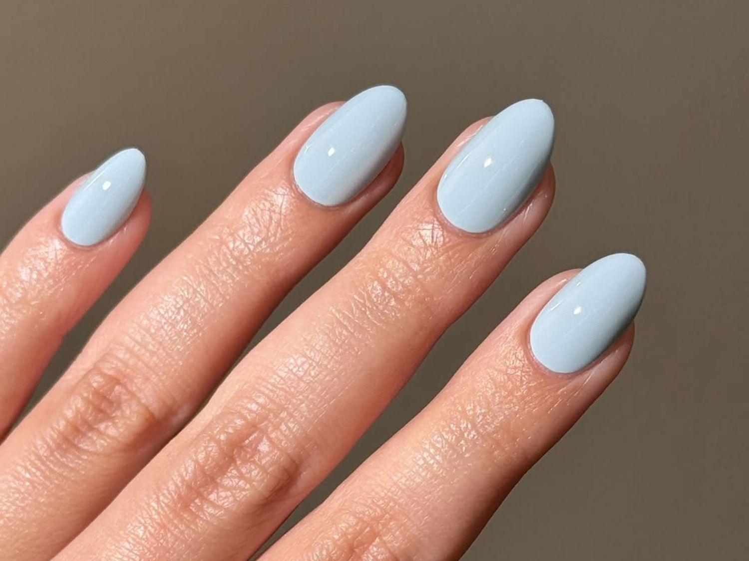 Medium Oval Pale Sky Blue Gloss — Winter to Spring Transition Nails