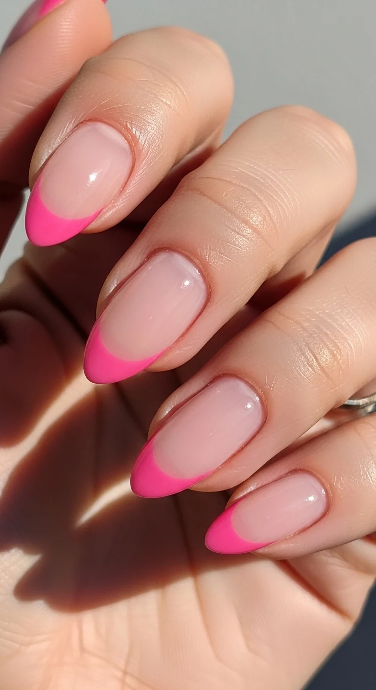 Hot Pink French Tips Hot Pink French Tips — Trendy Almond Nail Designs