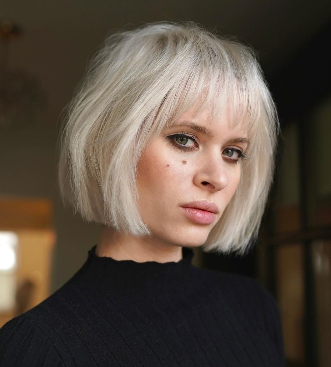 Bob With Blunt Bangs For Volume Bob With Blunt Bangs For Volume — Winter Haircuts for Thin Hair