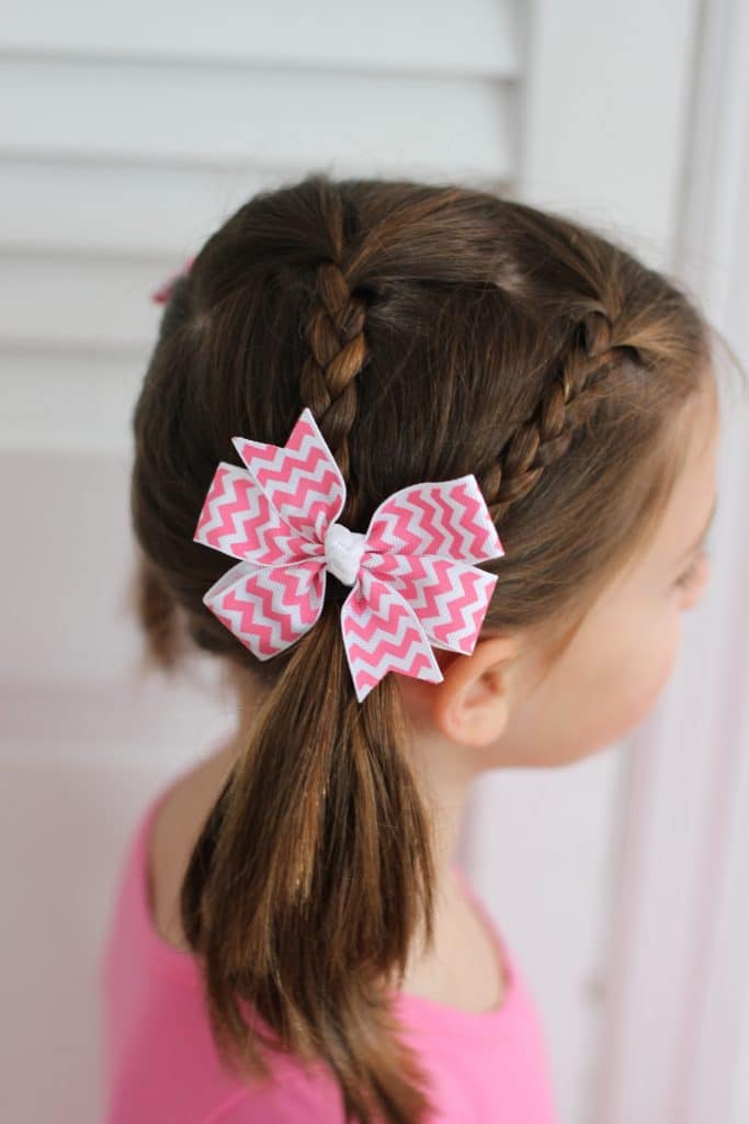 Braids to Pigtails With Chevron Bow Braids to Pigtails With Chevron Bow — Winter Hairstyles for Kids