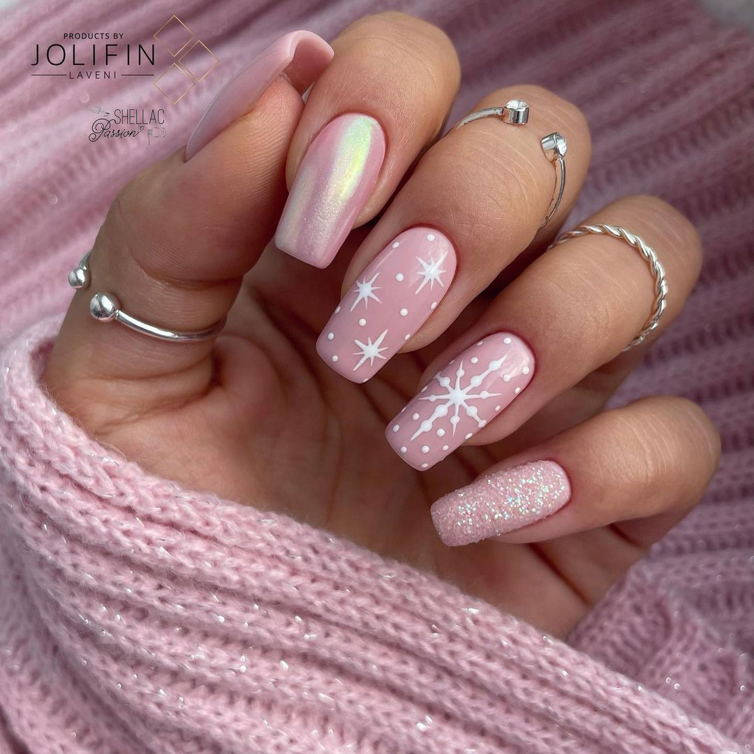 Shimmer And Glitter Visual Idea — Winter Wonderland Nails
