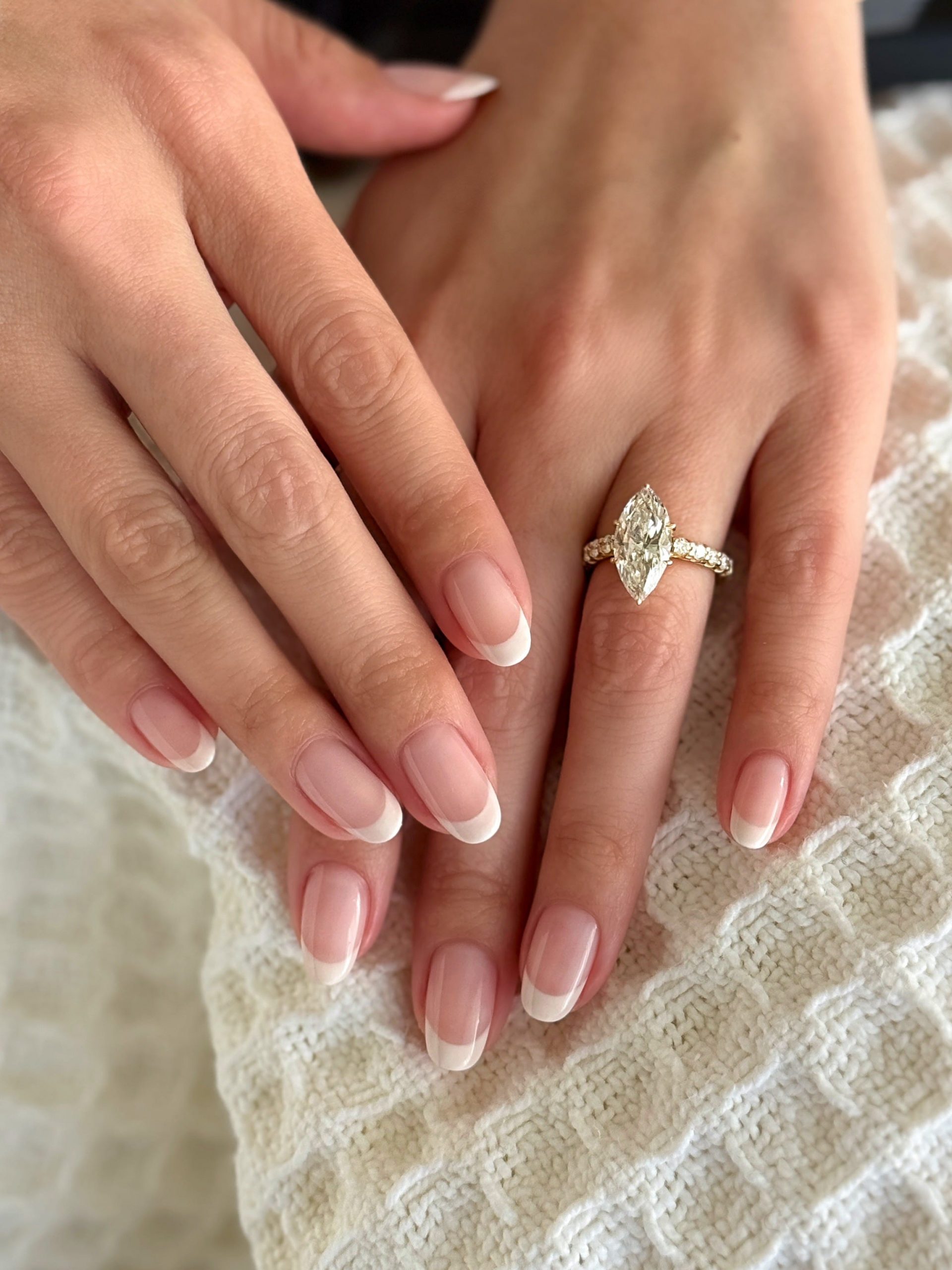 Classic High Gloss French Tip Almond Nails — Winter Wedding Nails