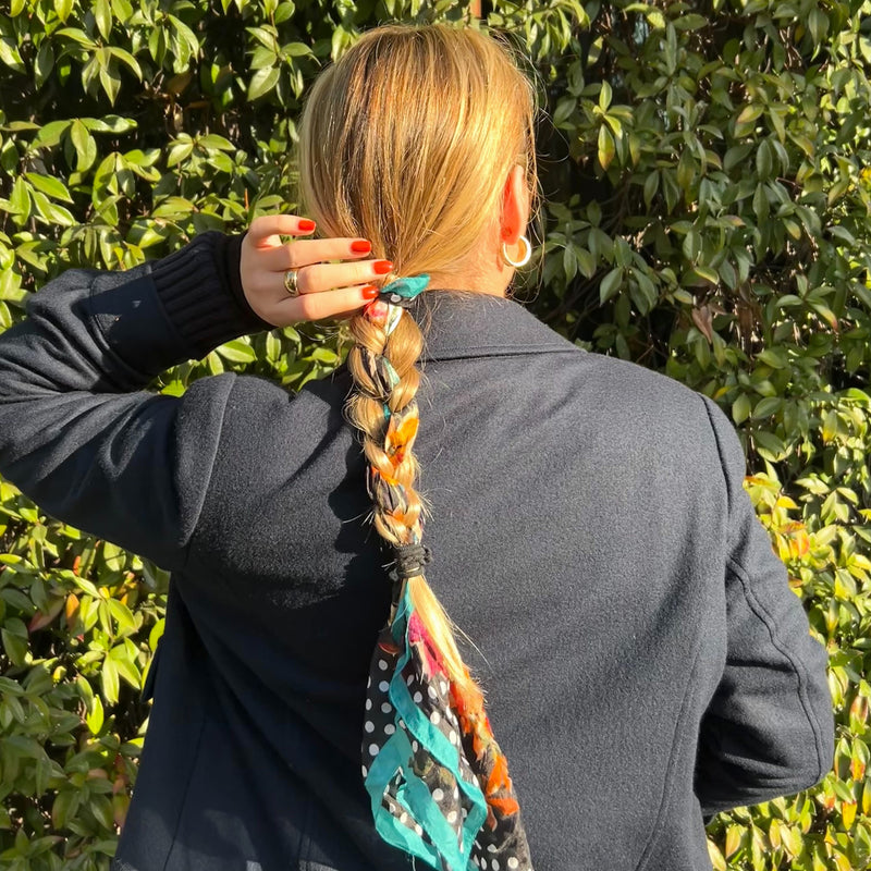 Blonde Braid with Colorful Scarf Blonde Braid with Colorful Scarf — Winter Hairstyles with Scarf