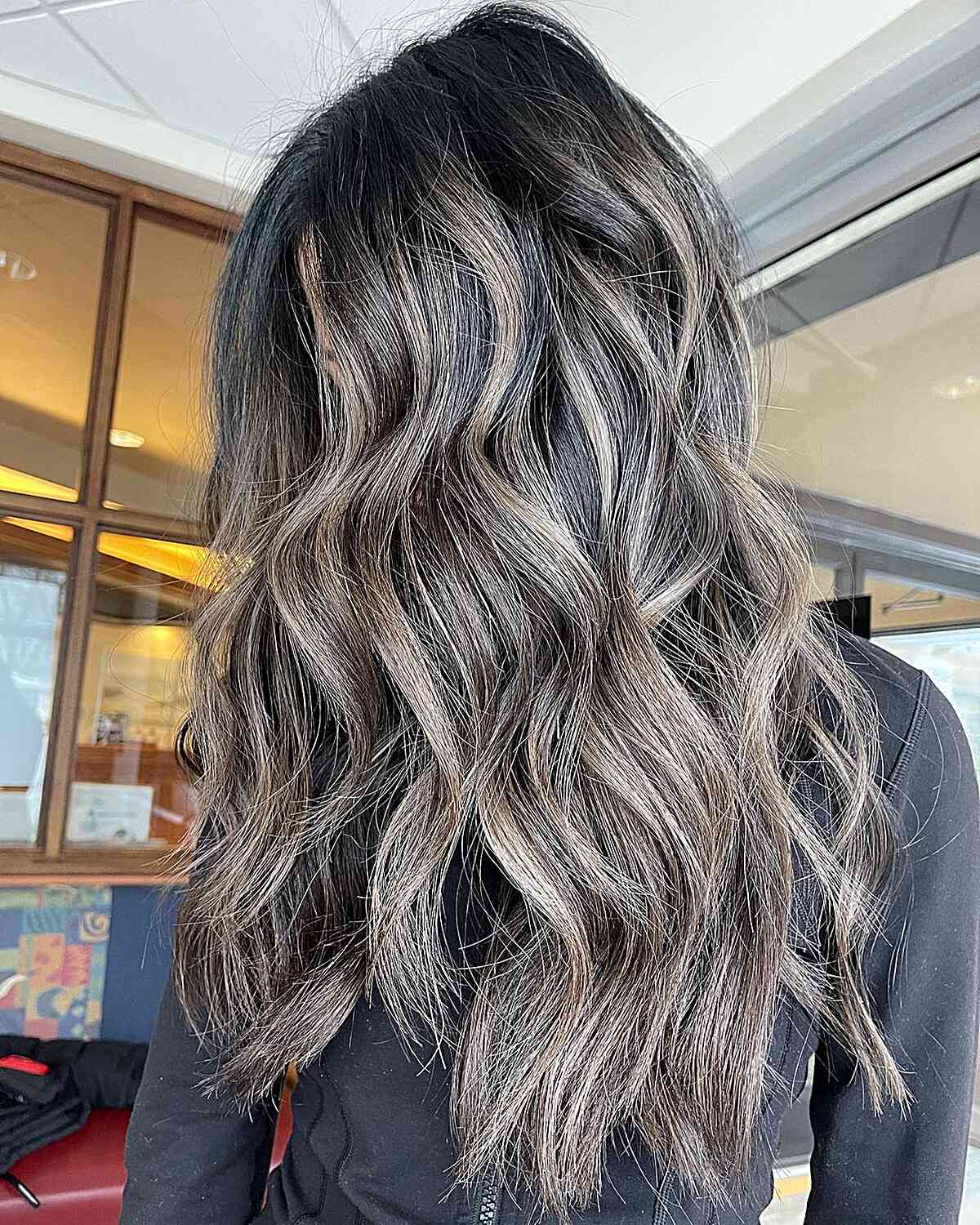 Mid-Back Dark Brown With Ash Blonde Highlights Mid-Back Dark Brown With Ash Blonde Highlights — Mushroom Brown Hair