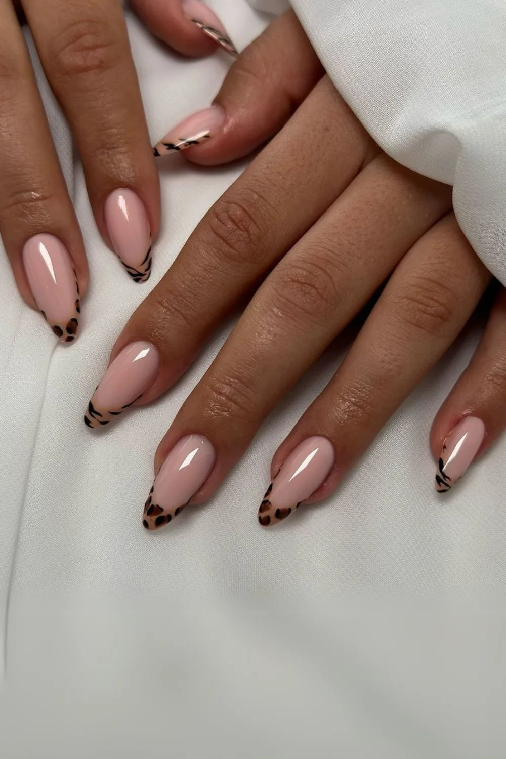 Leopard Print French Tips Visual Idea — Winter French Tip Nails
