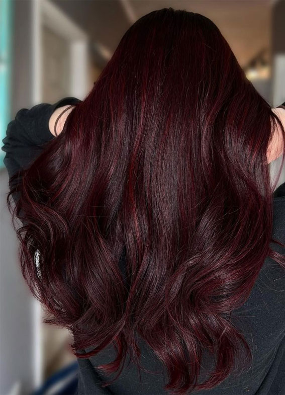 Deep Burgundy On Wavy Medium Density Hair Deep Burgundy On Wavy Medium Density Hair — Burgundy Hair Color