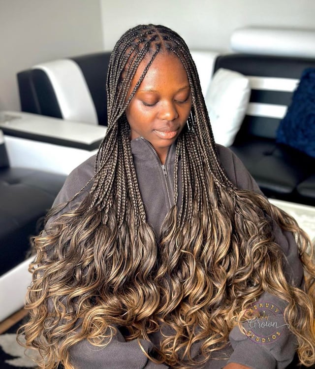 Dimensional Blonde Caramel Braids — Winter Braid Colors for Black Women