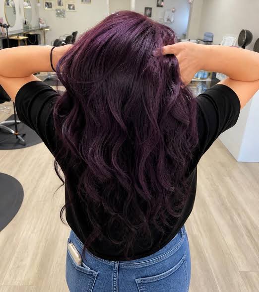 Deep Plum Layered Hair — Plum Hair Color