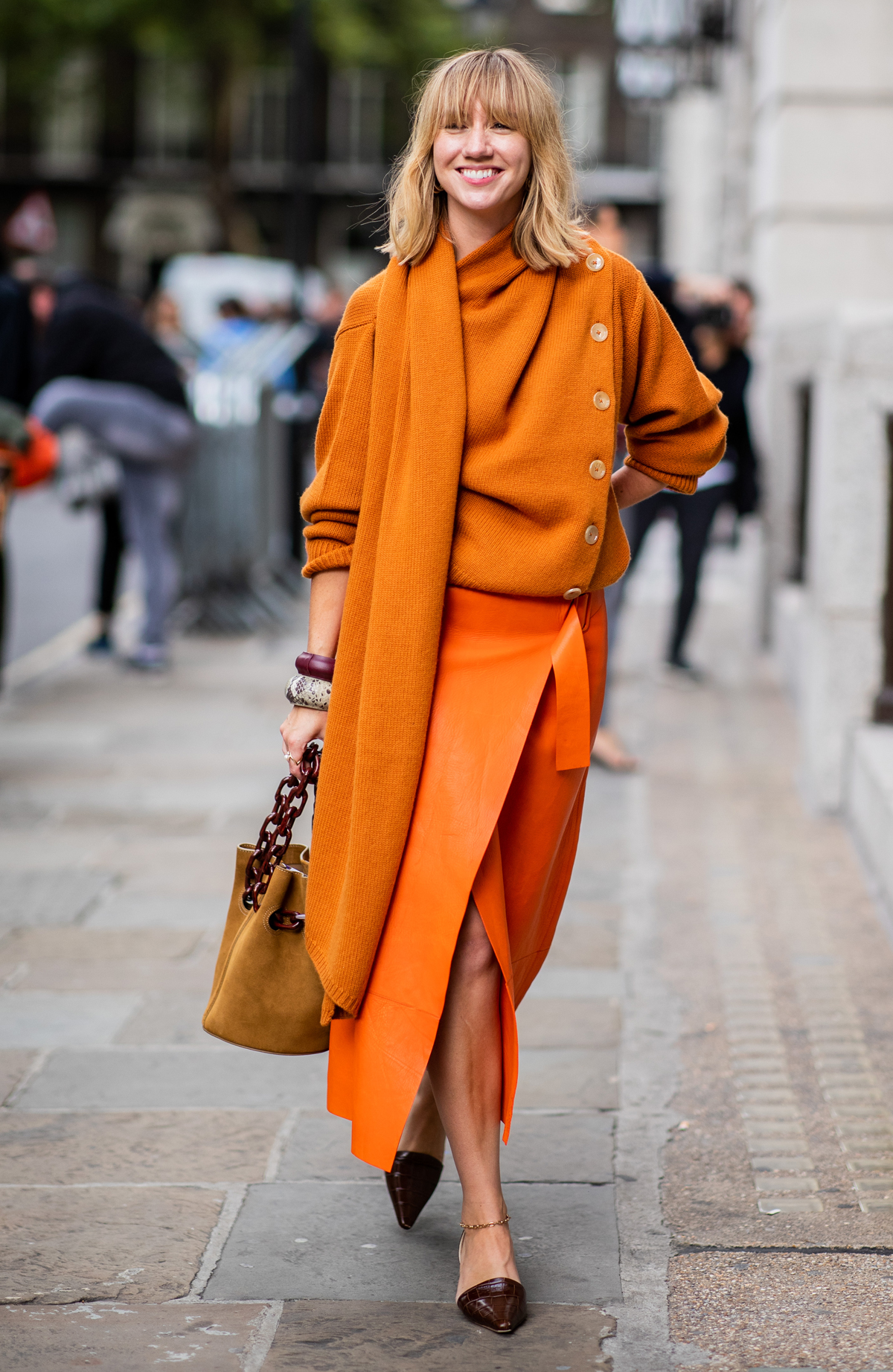 Monochromatic Orange Knit Set for a Bold Statement Monochromatic Orange Knit Set for a Bold Statement — Winter Work Outfits