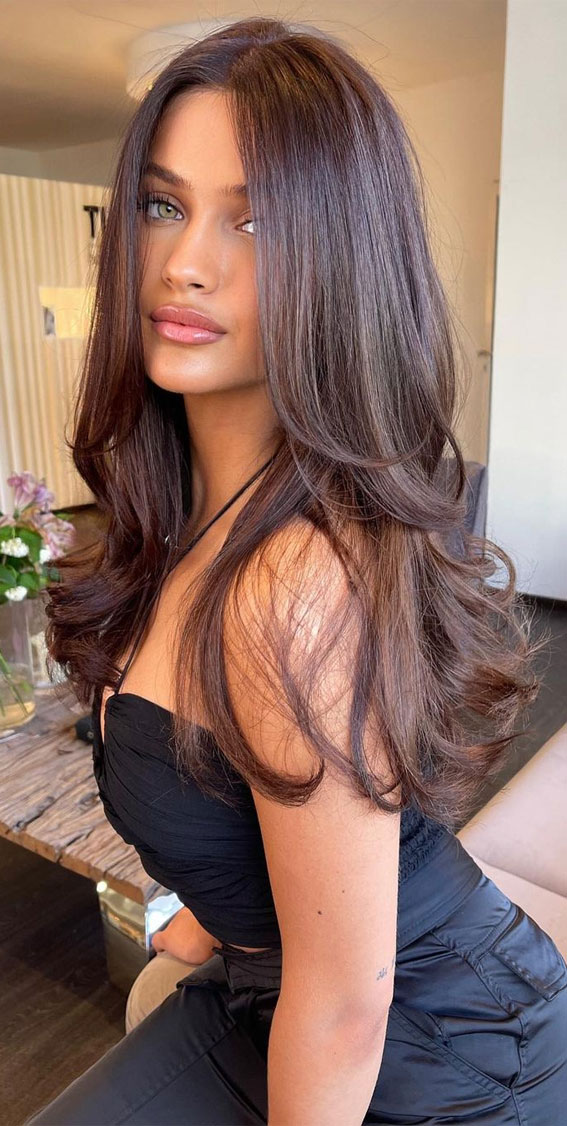 Dark Brown With Cinnamon Balayage — Cinnamon Brown Hair