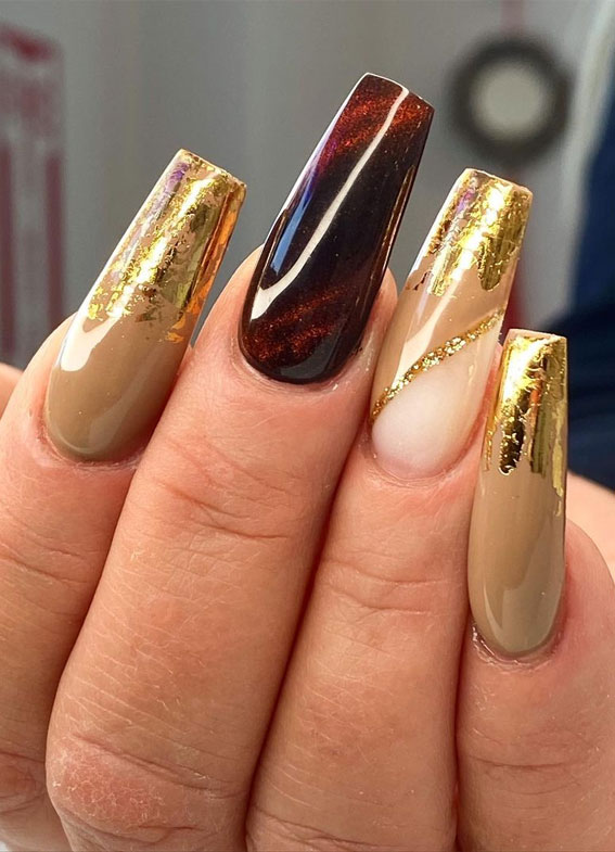 Glossy Metallic Foil Glitter Visual Idea Glossy Metallic Foil Glitter Visual Idea — Long Winter Nails