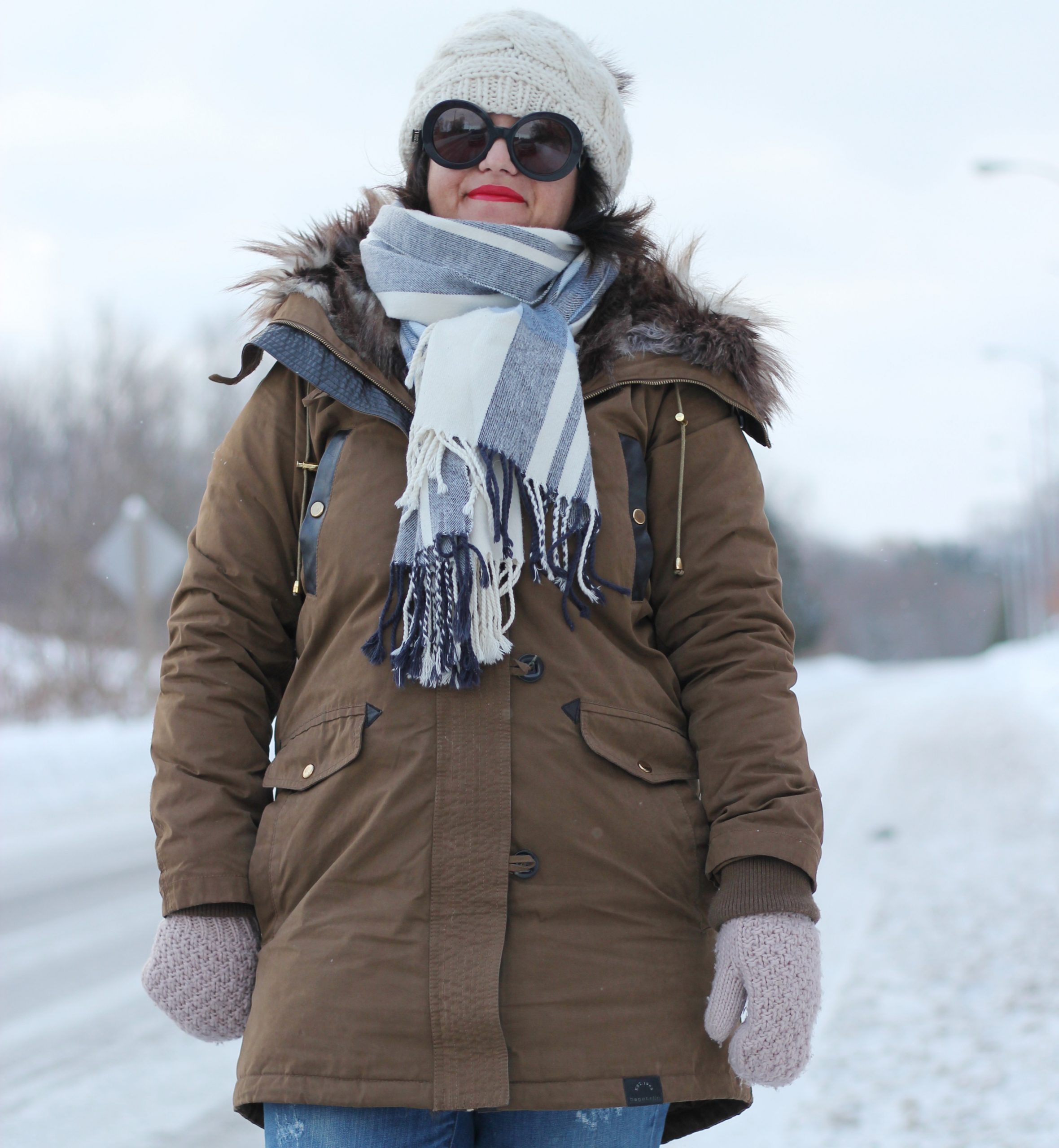 Classic Brown Parka with Winter Accessories — Parka Outfits