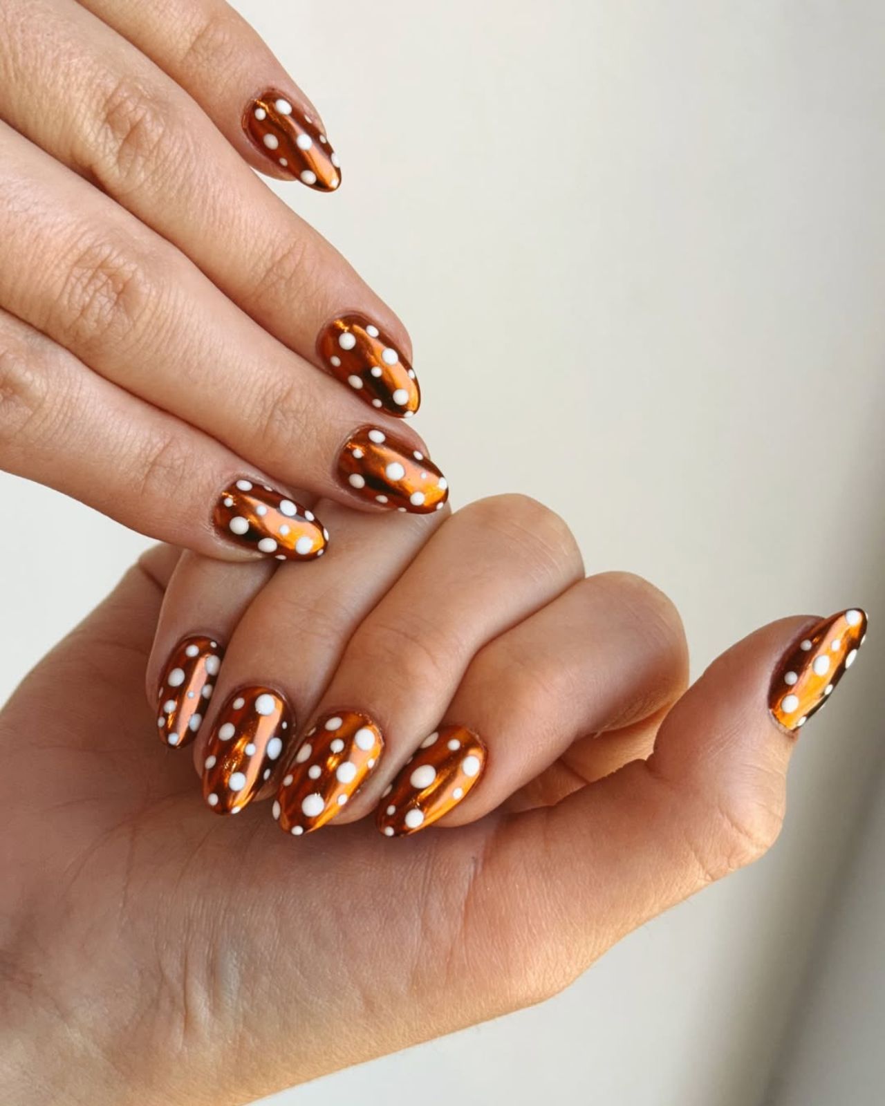 Metallic Copper Polka Dot Nails Metallic Copper Polka Dot Nails — Winter Nail Designs