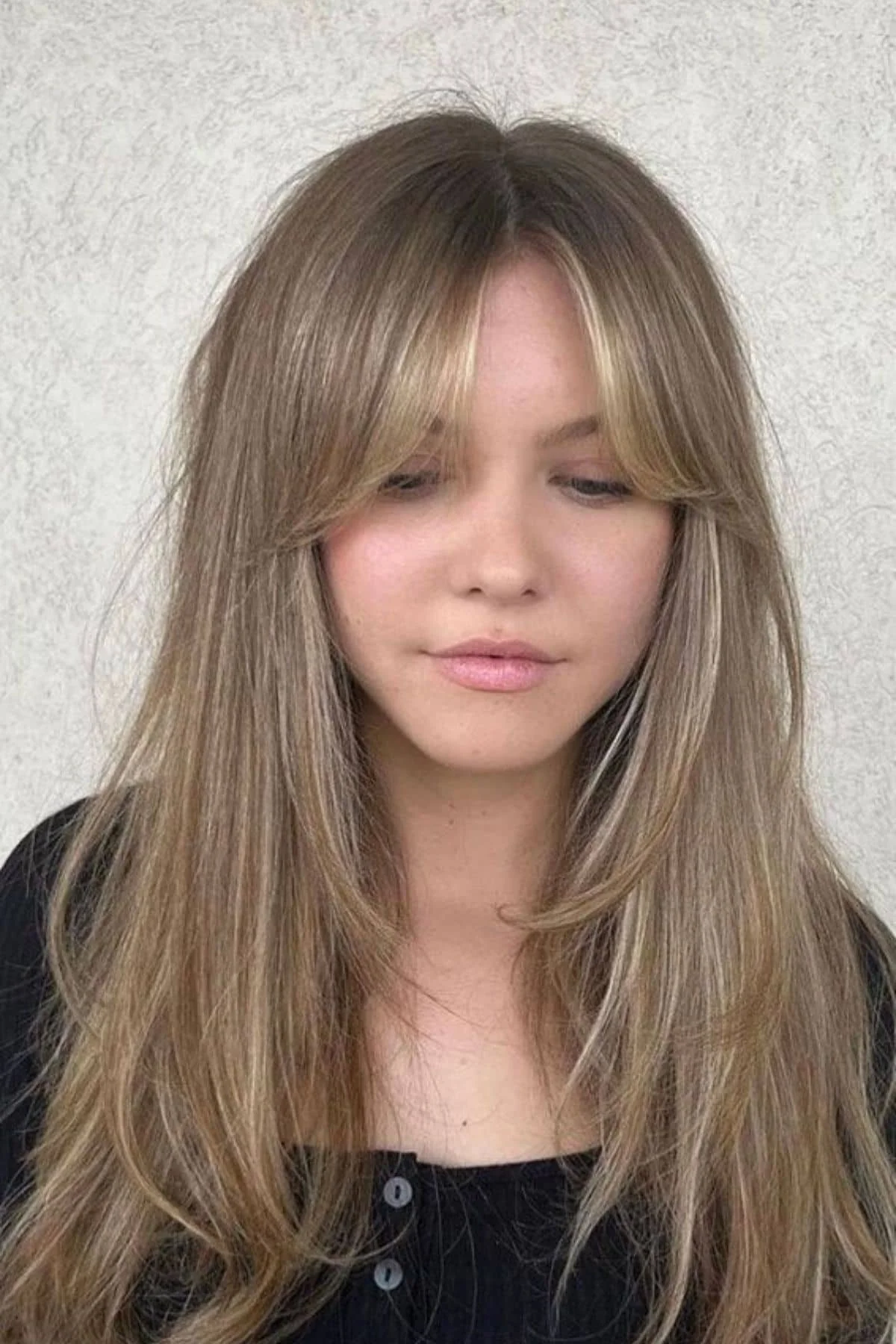 Long Ash Blonde With Soft Waves Long Ash Blonde With Soft Waves — Winter Haircuts with Curtain Bangs