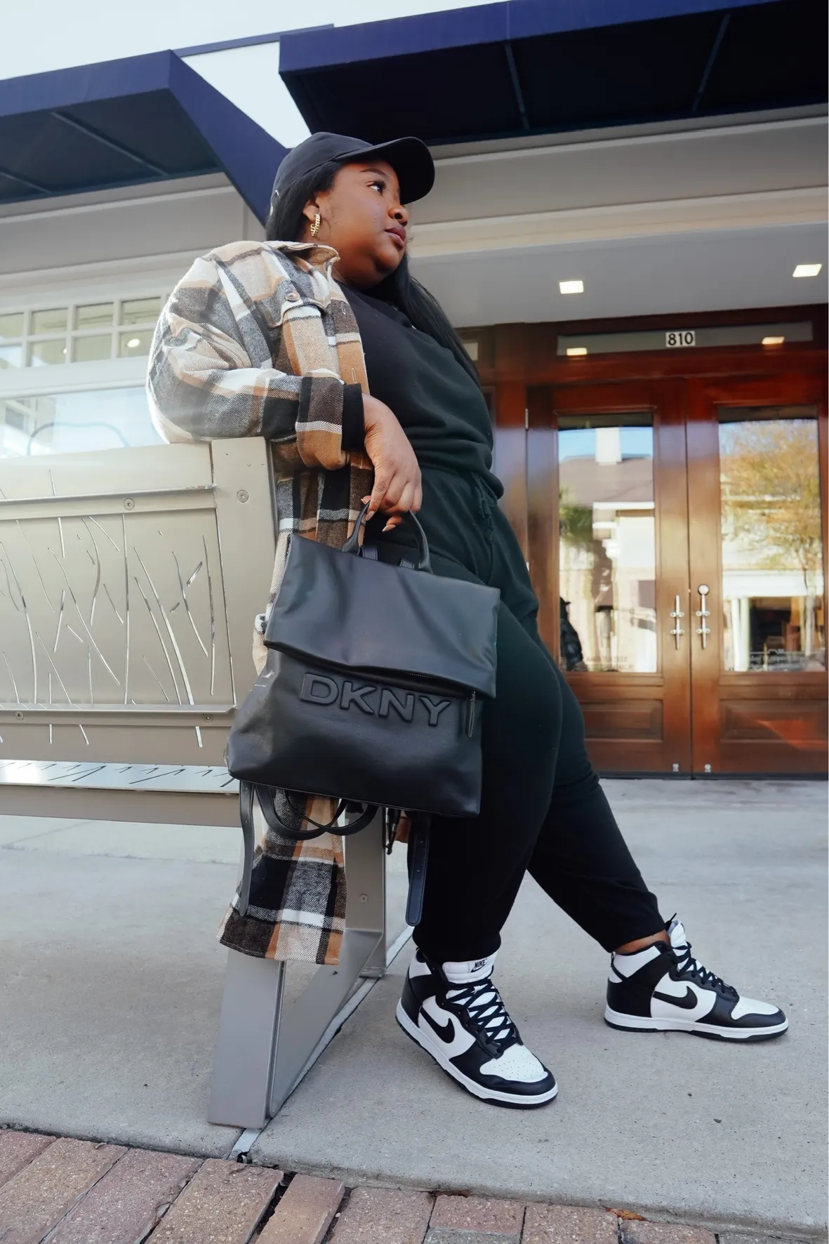 Casual Comfort: Plaid Shacket and Joggers — Winter Outfits for Curvy Women