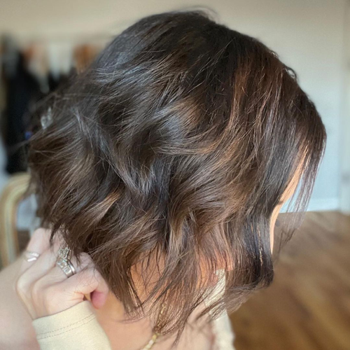 Chin Bob With Cool Dark Brown Highlights — True Winter Hair Color