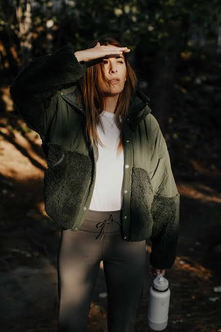 Outdoor Adventure: Fleece Panels on a Green Jacket with Hiking Gear Outdoor Adventure: Fleece Panels on a Green Jacket with Hiking Gear — Fleece Jacket Outfits