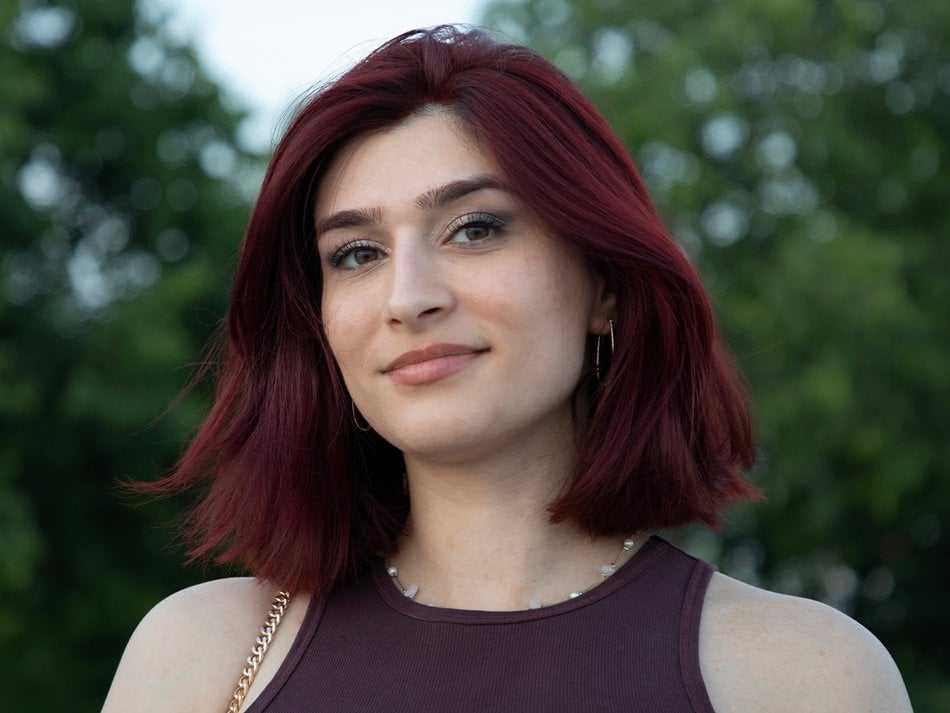 Bold Chin-Length Bob in Vibrant Cherry Cola — Cherry Cola Hair Color