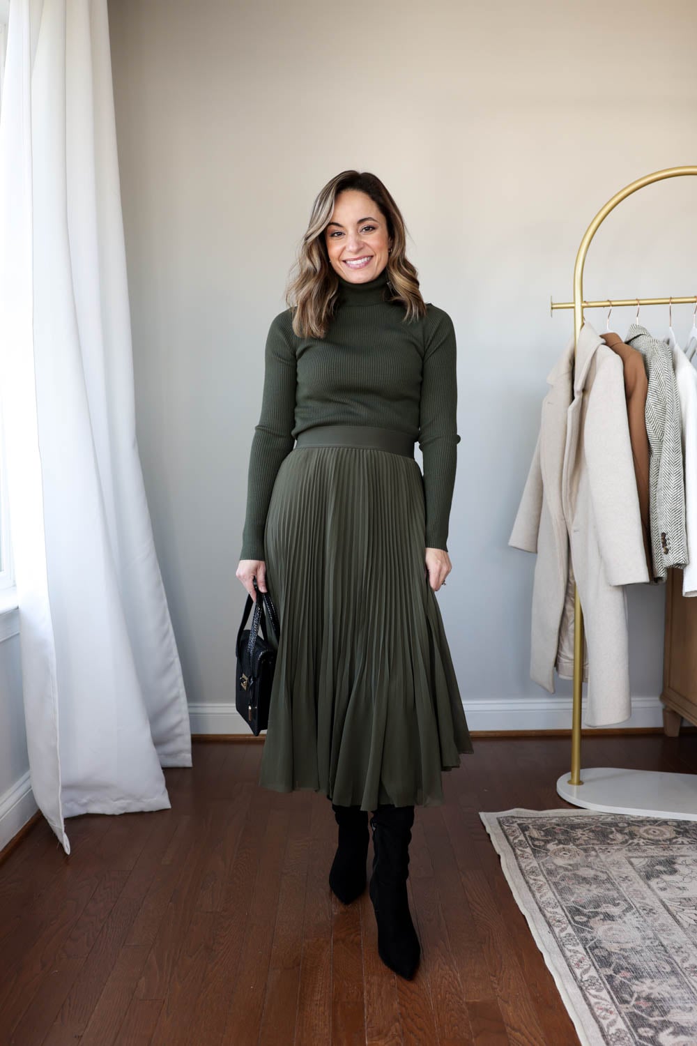 Turtleneck and Pleated Midi Skirt Ensemble Turtleneck and Pleated Midi Skirt Ensemble — Modest Winter Outfits