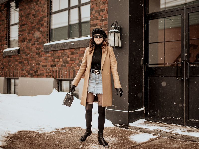 Patterned Black Tights Elevate a Winter Day-Out Ensemble — Tights Outfits