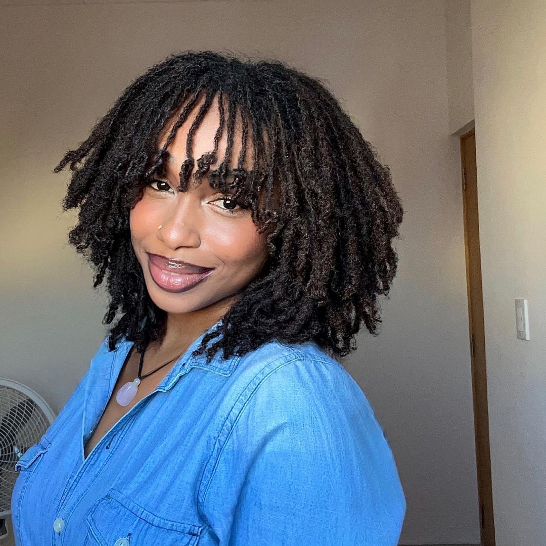 Air-Dried Locs With Full Face-Framing Bangs Air-Dried Locs With Full Face-Framing Bangs — Winter Loc Styles
