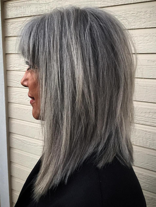 Collarbone Shag With Piecey Layers — Winter Hairstyles for Gray Hair