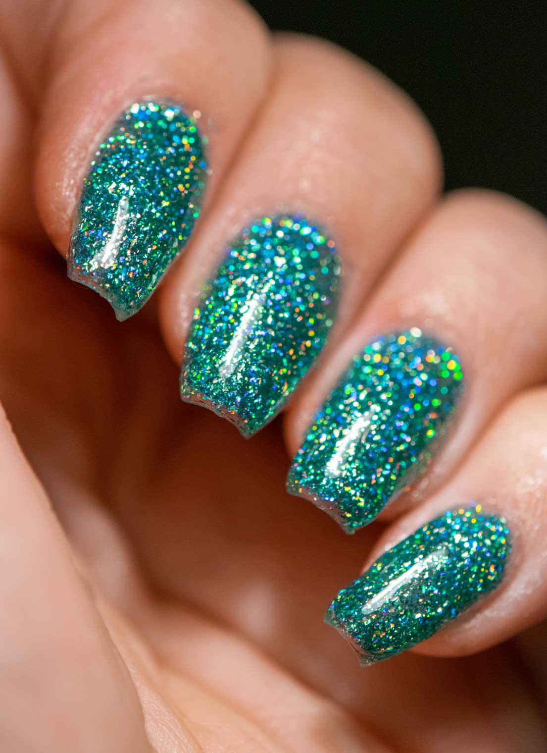 Dazzling Teal Green Holographic Glitter — Winter Green Nails