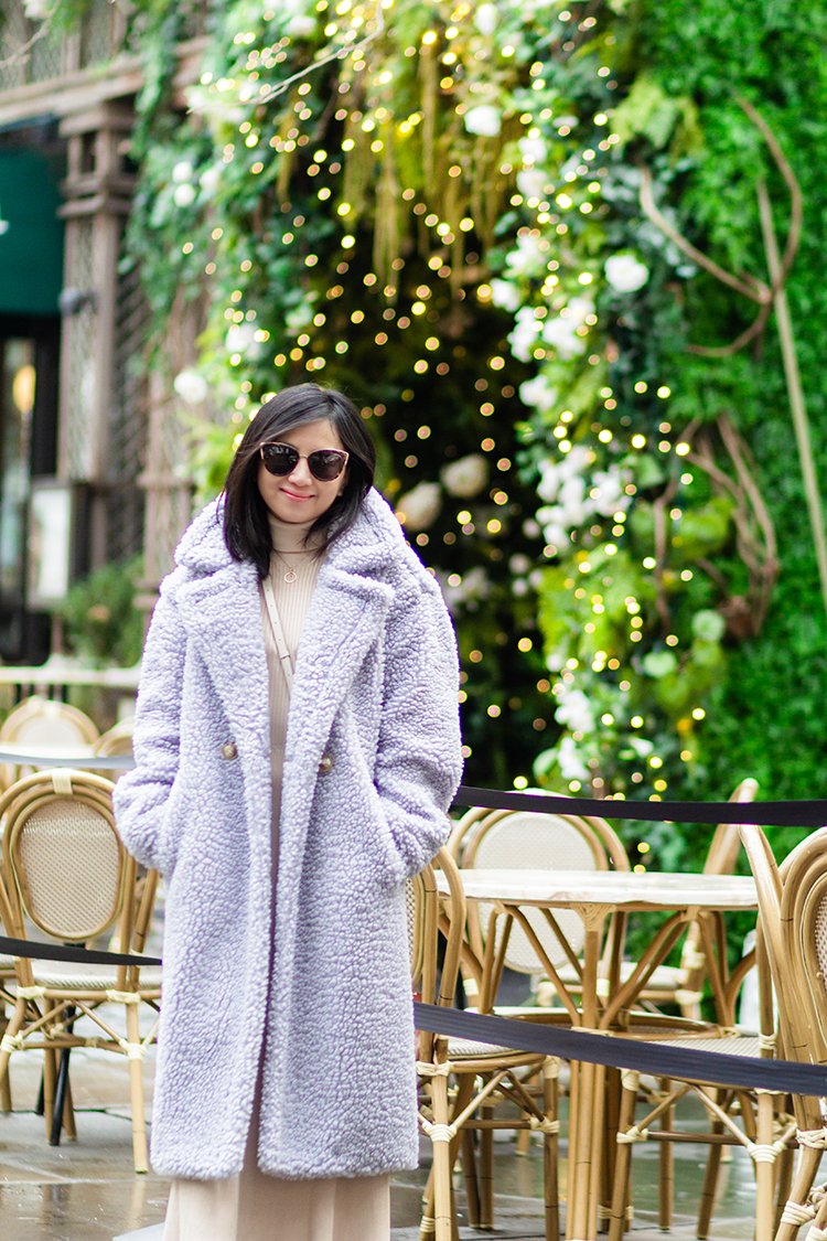 Light Purple Teddy Coat for a Casual Outing Light Purple Teddy Coat for a Casual Outing — Teddy Coat Outfits