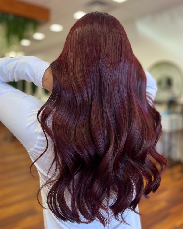 Glossy Burgundy Cherry Curls Glossy Burgundy Cherry Curls — Burgundy Hair Color