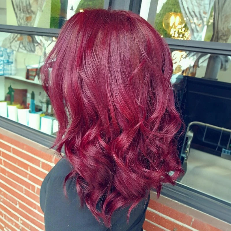 Deep Wine Red Collarbone Bob — Winter Hair Colors for Redheads