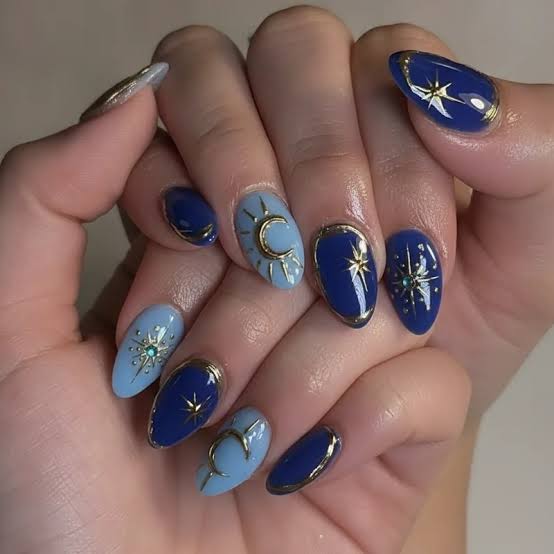 Celestial Navy Almonds Celestial Navy Almonds — Navy Blue Nails