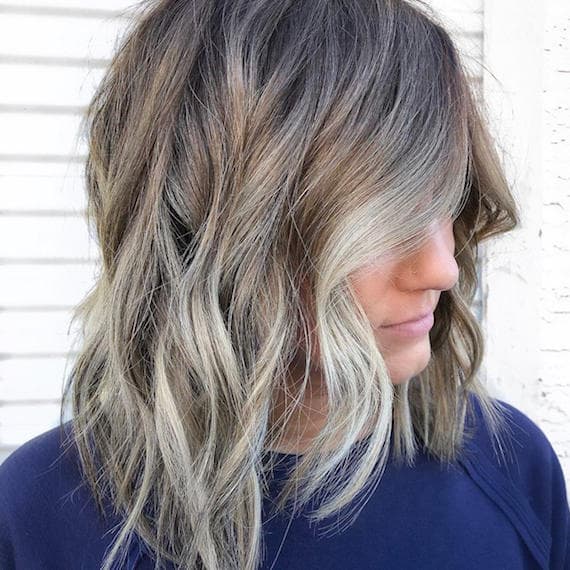 Ash Blonde Lob With Silver Bangs Ash Blonde Lob With Silver Bangs — Winter Hair Colors for Gray Hair