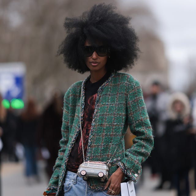 Classic Blue Jeans with a Textured Green Tweed Jacket — Winter Outfits with Jeans