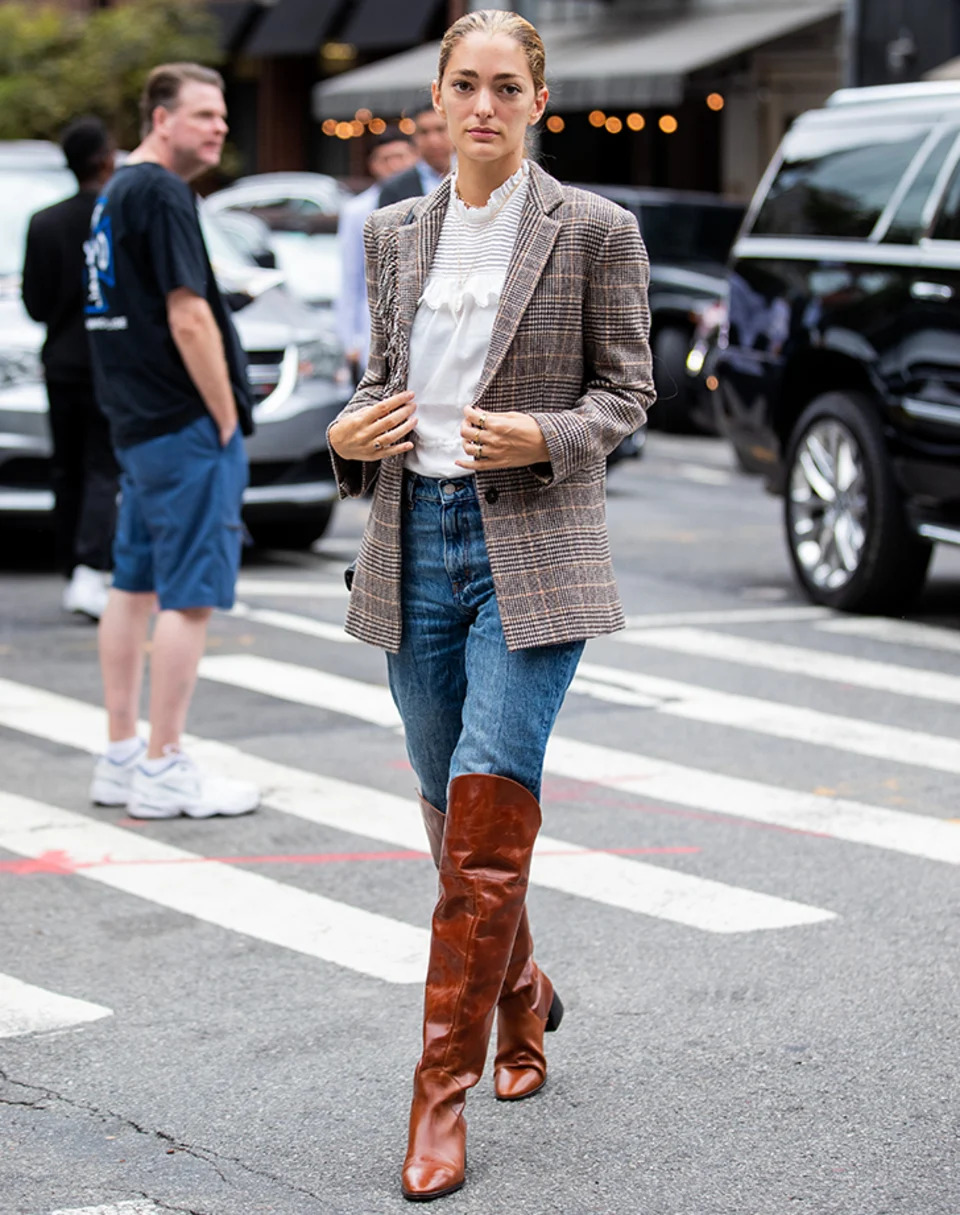 Autumnal Charm with Brown Riding Boots and Plaid Autumnal Charm with Brown Riding Boots and Plaid — Riding Boots Outfits