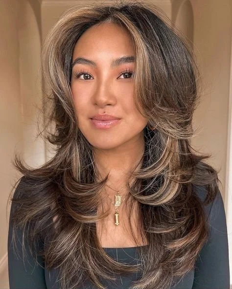 Fine Dark Brown With Blonde Balayage Fine Dark Brown With Blonde Balayage — Winter Haircuts for Long Faces