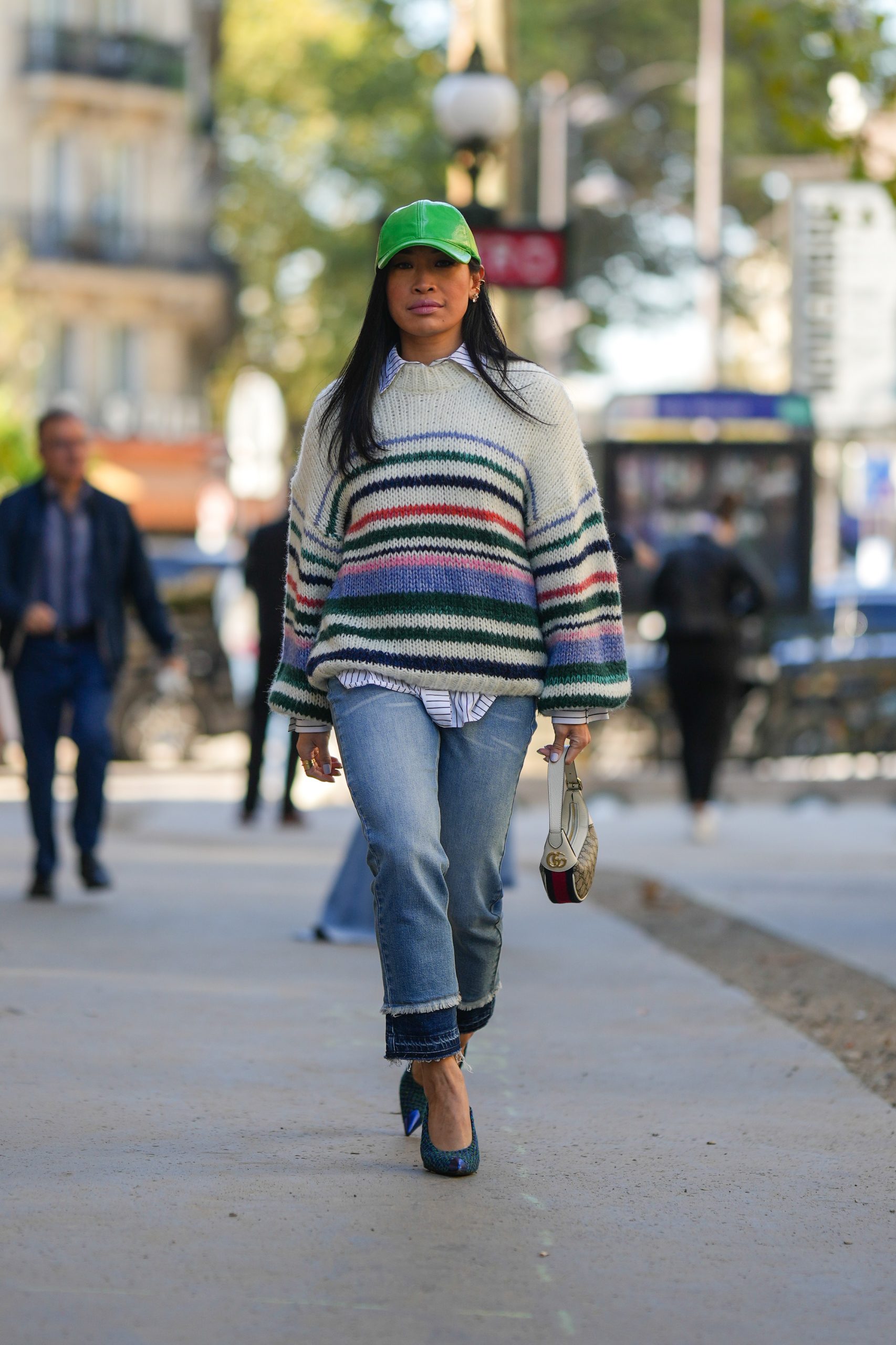 Layered Stripes: Oversized Sweater Over Button-Down Shirt Layered Stripes: Oversized Sweater Over Button-Down Shirt — Oversized Sweater Outfits