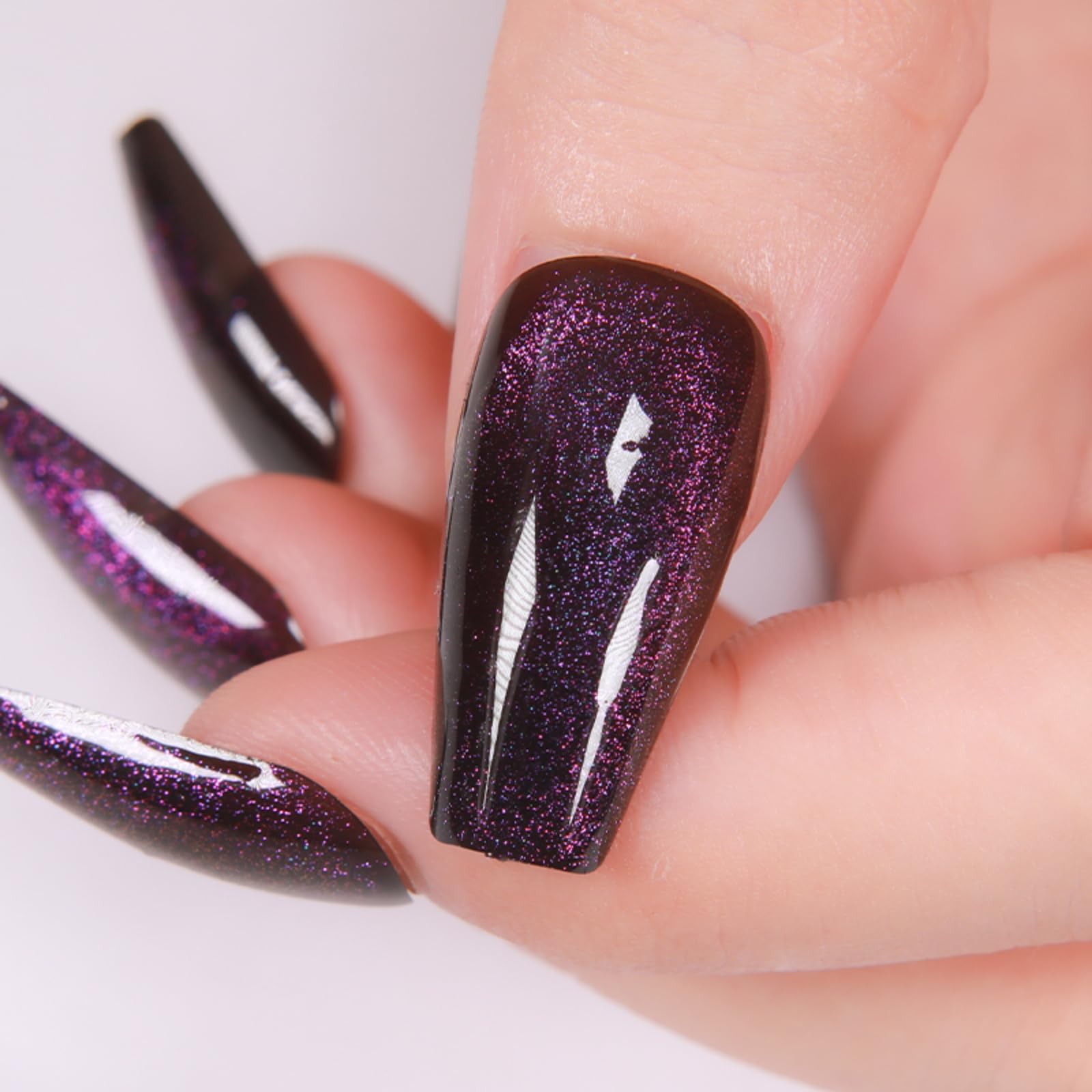 Purple Glitter Velvet Coffin Nails Purple Glitter Velvet Coffin Nails — Velvet Nails