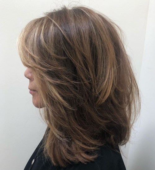Textured Medium Brown Shag With Choppy Bangs — Winter Layered Haircuts