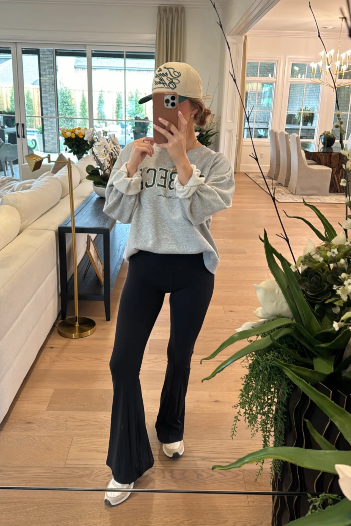 Casual Comfort with Layered Sweatshirt — Flare Leggings Outfits