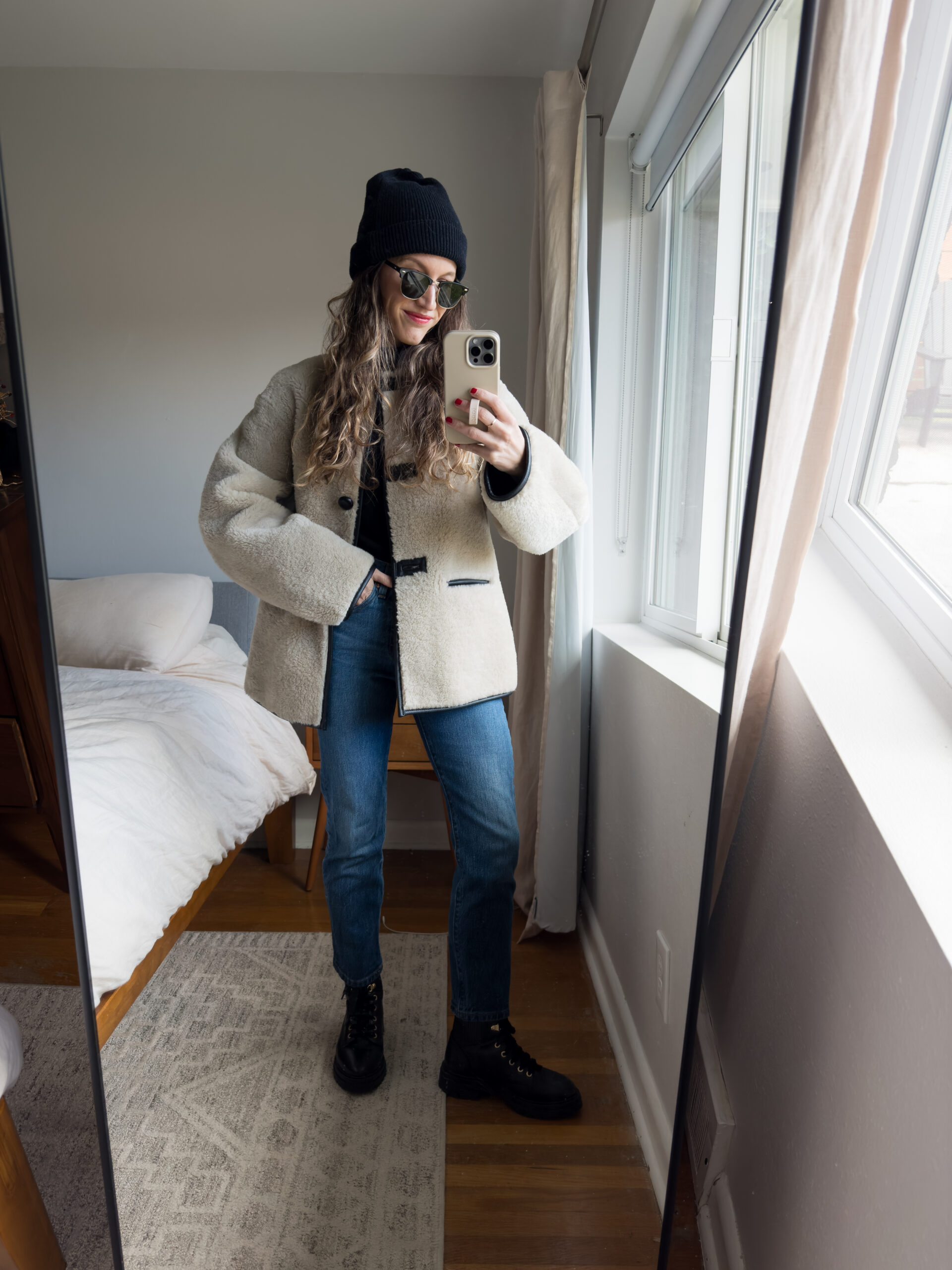 Textured Jacket with Black Turtleneck and Jeans Textured Jacket with Black Turtleneck and Jeans — Chicago Winter Outfits