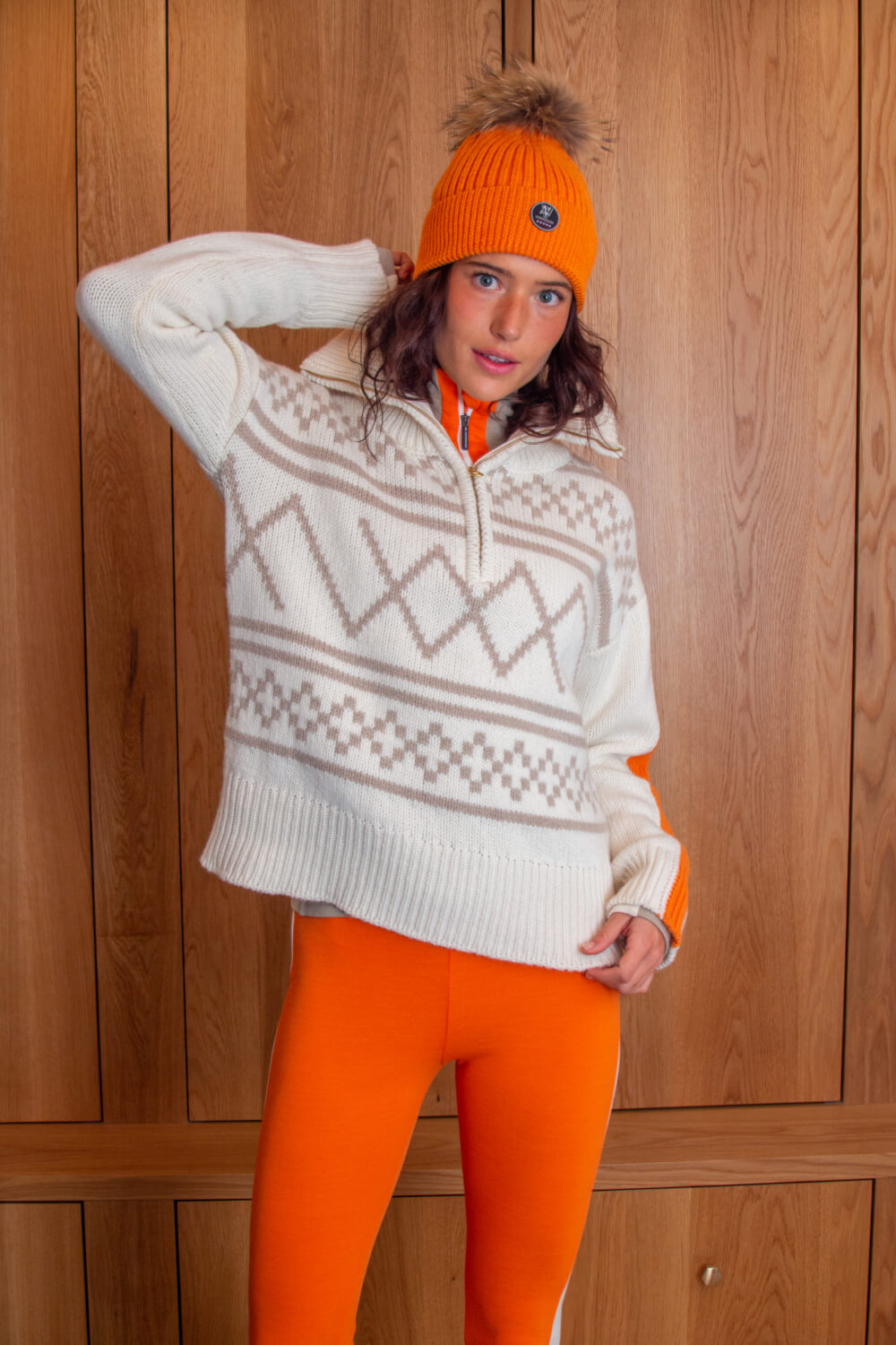 Fair Isle Sweater and Bright Leggings for Winter Sport — Scandinavian Winter Outfits