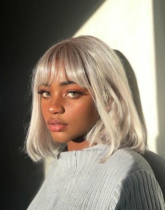 Chin Bob With Full Blunt Bangs — Winter Haircuts for Girls