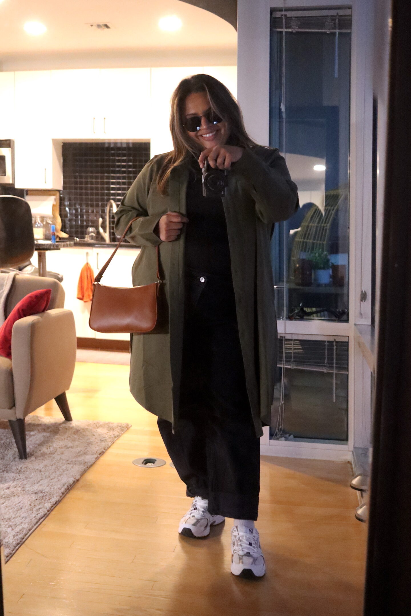 Longline Olive Cardigan and Sneakers for Effortless Casual Style Longline Olive Cardigan and Sneakers for Effortless Casual Style — Winter Outfits for Plus Size Women