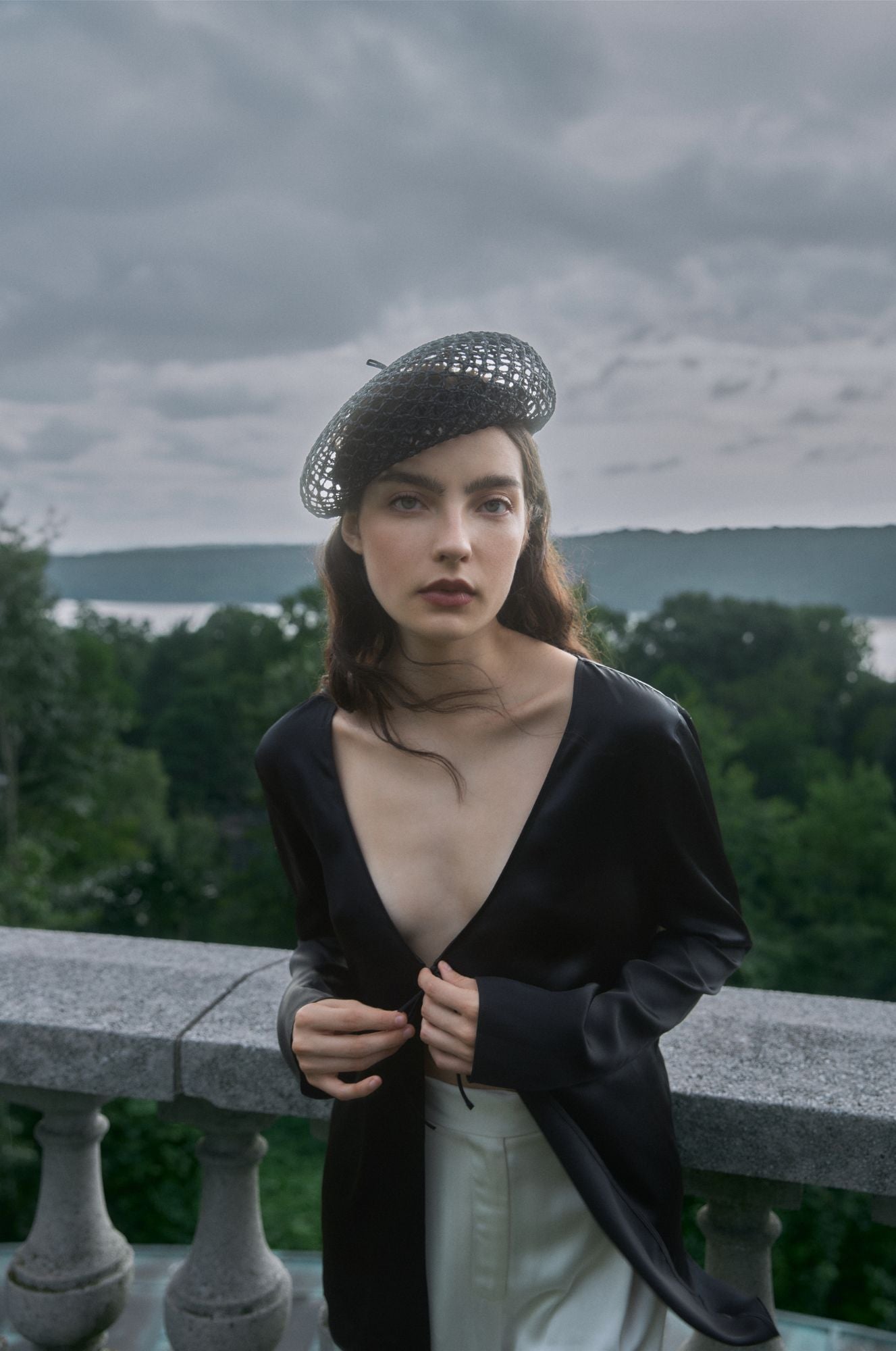 Black Crochet Straw Beret – Pillbox Hat | Gigi Burris md