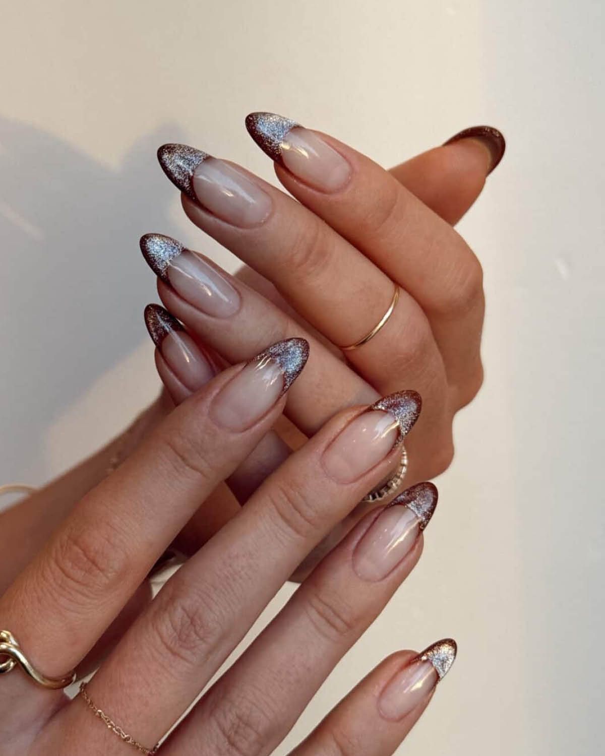 Glitter French Tip Stilettos Glitter French Tip Stilettos — Winter Nail Designs