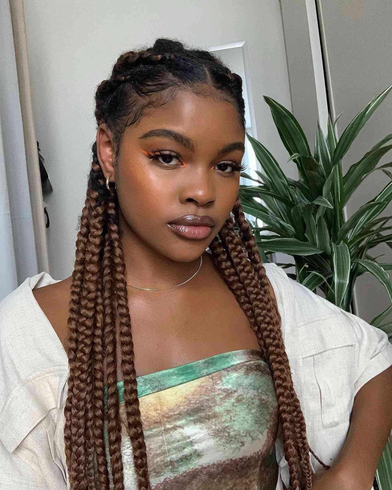 Thick Medium Brown Box Braids Thick Medium Brown Box Braids — Winter Braids for Black Women