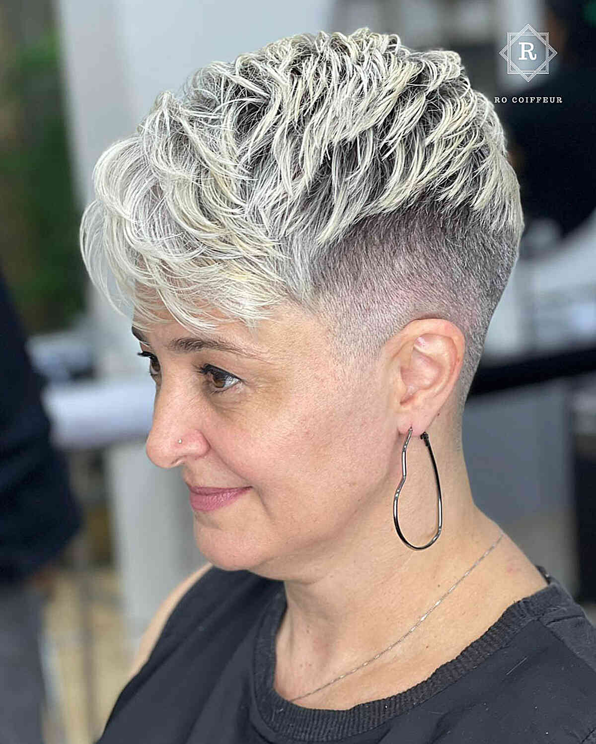 Edgy Platinum Pixie with Undercut — Winter Hairstyles for Women Over 50