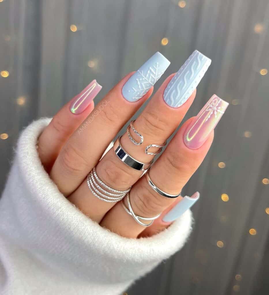 Cozy Iridescent Cable Knit Nails Cozy Iridescent Cable Knit Nails — Cute Winter Nails