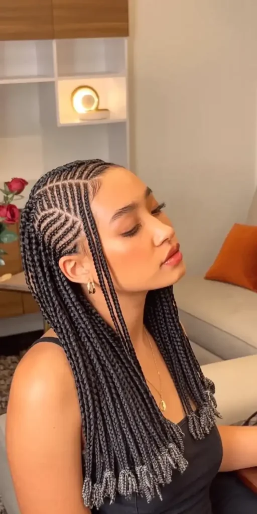 Knotless Braids with Cornrow Accents Knotless Braids with Cornrow Accents — Winter Knotless Braids